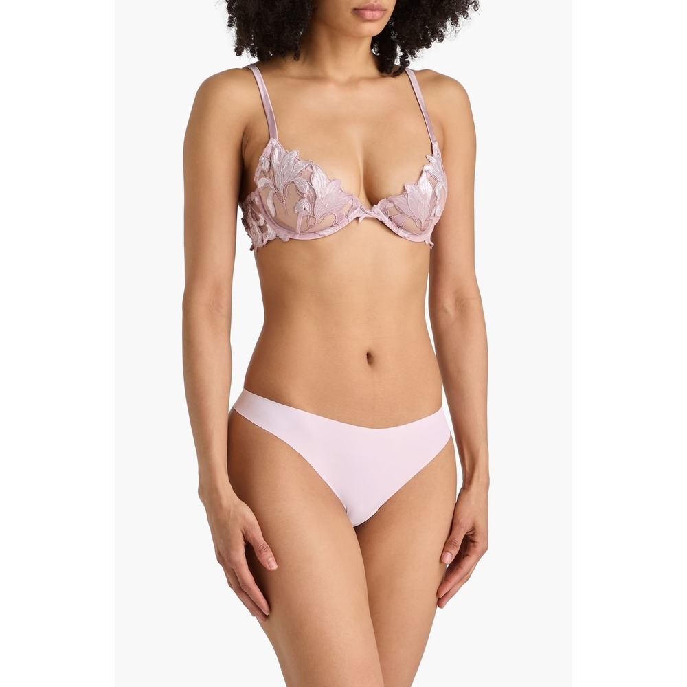 Fleur du Mal Lily Embroidered Underwire Bra Sz 34G Pink Lavender Tulle Satin NWT